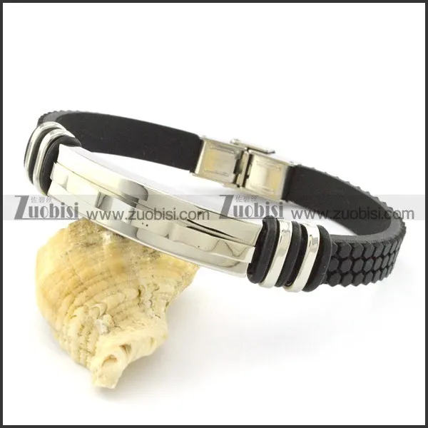 rubber bracelet with stainless steel parts b001724