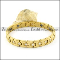 gold plating stainless steel bracelet CNC clear stones b001661