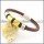stainless steel brown 6mm leather bracelets b001615