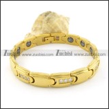 gold plating stainless steel bracelet CNC clear stones b001663