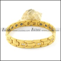 gold plating stainless steel bracelet CNC clear stones b001680
