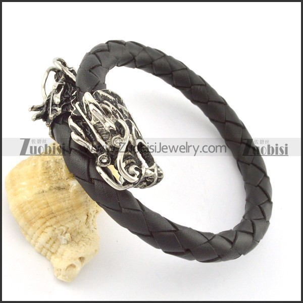 genuine leather bracelet in stainless steel b001866