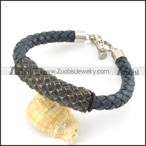 braided leather bracelet with OT buckle b001863