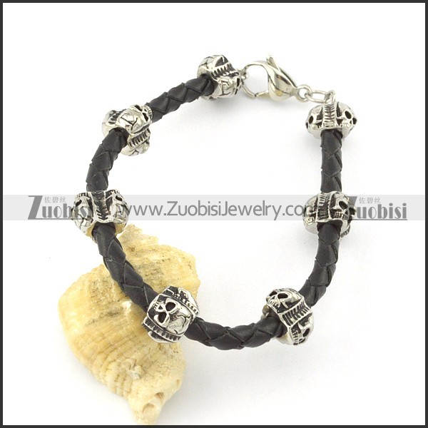 leather and stainless steel bracelets b001793