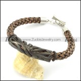 braided leather bracelet with OT buckle b001852