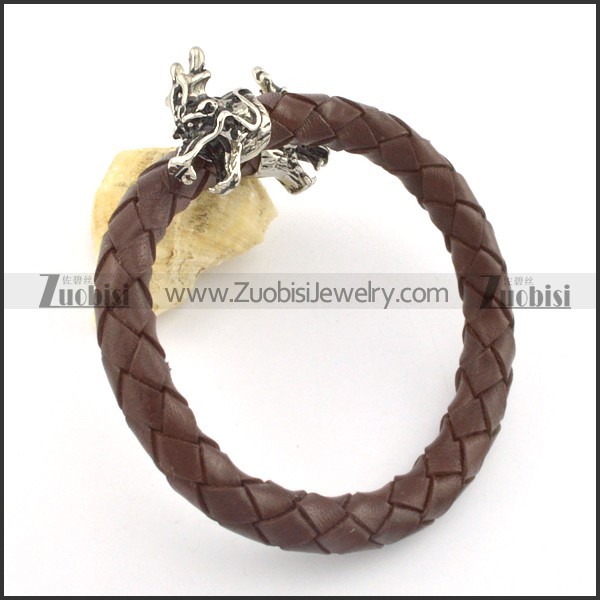 genuine leather bracelet in stainless steel b001865