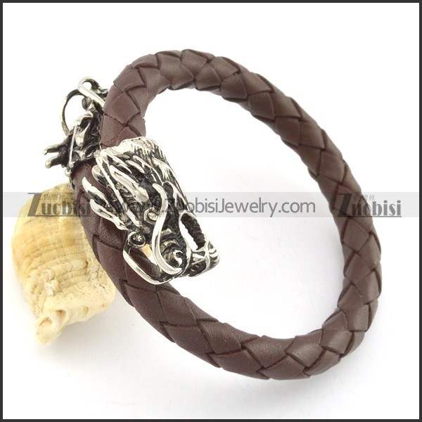 genuine leather bracelet in stainless steel b001867