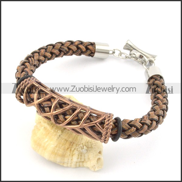 braided leather bracelet with OT buckle b001843 - Zuobisi Jewelry