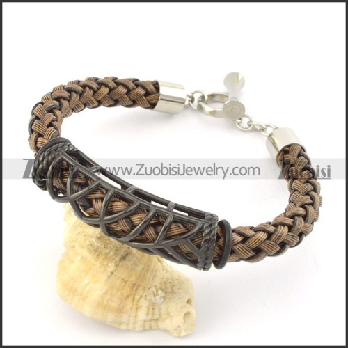 braided leather bracelet with OT buckle b001840