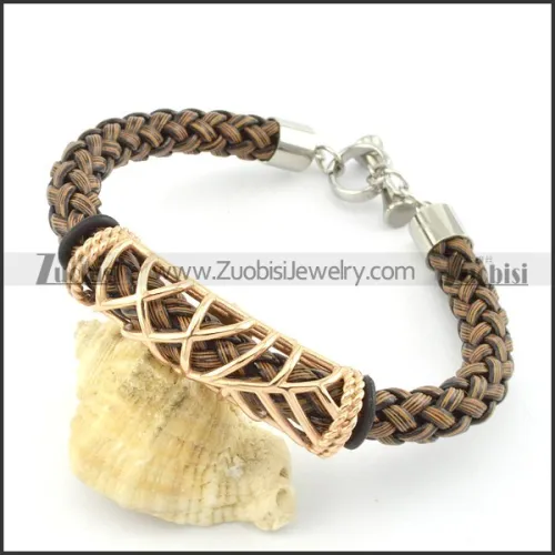 braided leather bracelet with OT buckle b001842