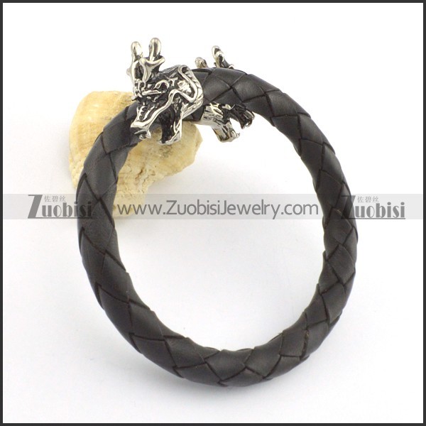 genuine leather bracelet in stainless steel b001864