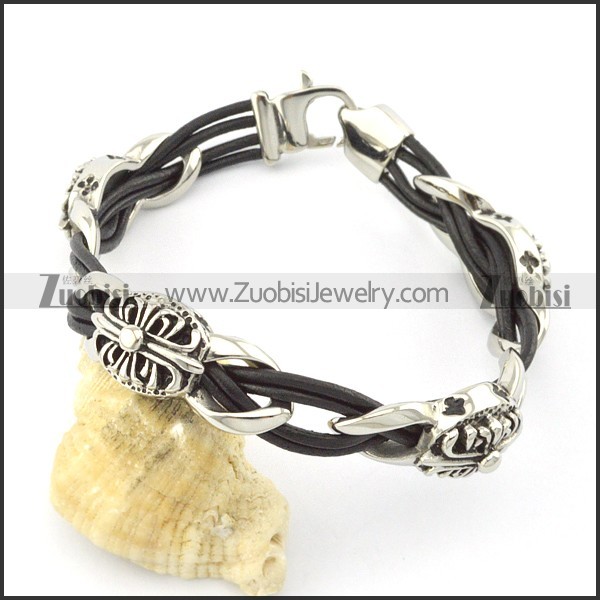 leather and stainless steel bracelets b001787