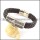genuine leather bracelet in stainless steel b001960