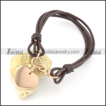 real leather cope bracelet with rose gold heart charm b002076