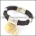 genuine leather bracelet in stainless steel b001901