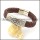 genuine leather bracelet in stainless steel b001932