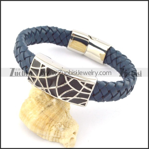 genuine leather bracelet in stainless steel b001967