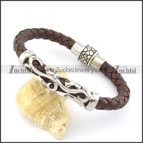 genuine leather bracelet in stainless steel b001888