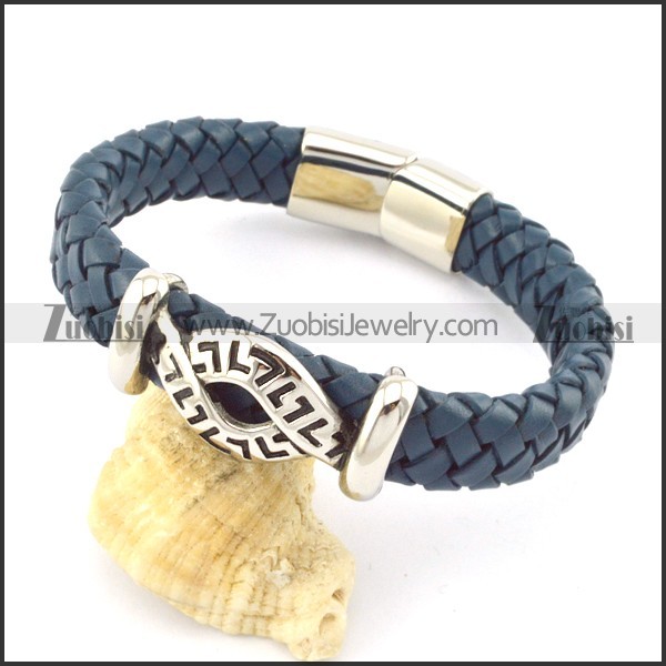 genuine leather bracelet in stainless steel b001912