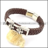 genuine leather bracelet in stainless steel b001905