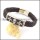genuine leather bracelet in stainless steel b001934