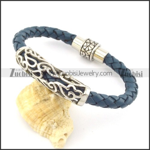 genuine leather bracelet in stainless steel b001892