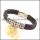 genuine leather bracelet in stainless steel b001937