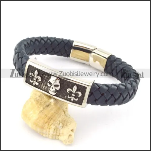 genuine leather bracelet in stainless steel b001944