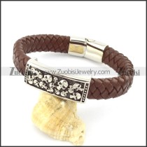 genuine leather bracelet in stainless steel b001942