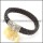 genuine leather bracelet in stainless steel b001898