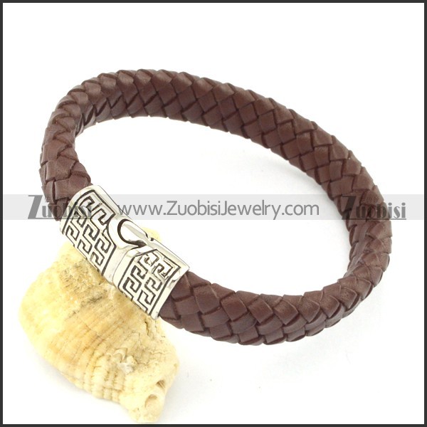 genuine leather bracelet in stainless steel b001899