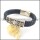 genuine leather bracelet in stainless steel b001950