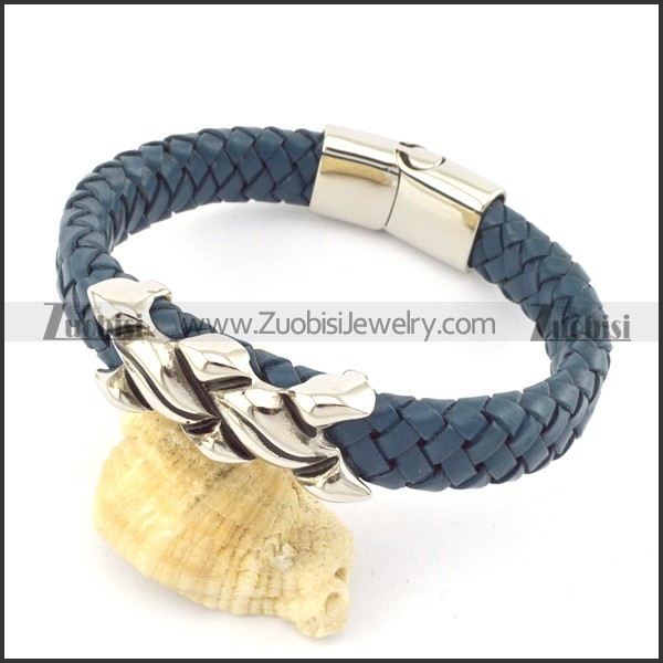 genuine leather bracelet in stainless steel b001915