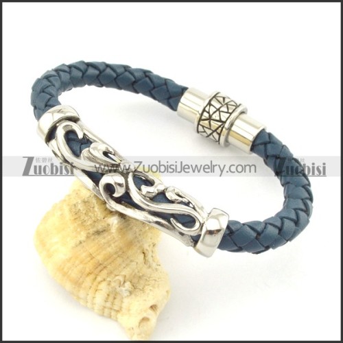 genuine leather bracelet in stainless steel b001889