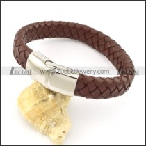 genuine leather bracelet in stainless steel b001896