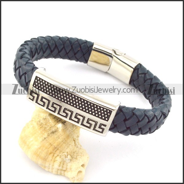 genuine leather bracelet in stainless steel b001959