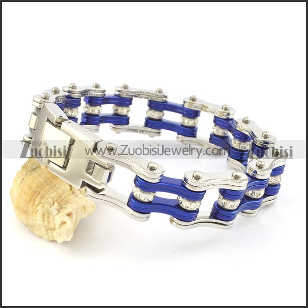 unisex silver blue chain bracelet with spinning crystals b002061