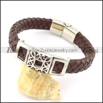 genuine leather bracelet in stainless steel b001923