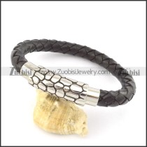 genuine leather bracelet in stainless steel b001881