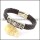 genuine leather bracelet in stainless steel b001948