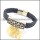 genuine leather bracelet in stainless steel b001943