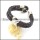 genuine leather bracelet in stainless steel b001893