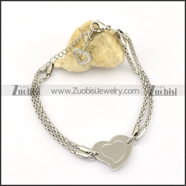big heart charm bracelet with snake chain for ladies b002241