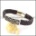 genuine leather bracelet in stainless steel b001951