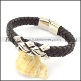 genuine leather bracelet in stainless steel b001913