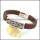 genuine leather bracelet in stainless steel b001952