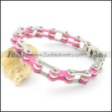 Silver and Pink Stainless Steel Bracelet for Women b002111