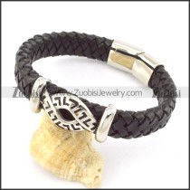 genuine leather bracelet in stainless steel b001910