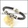 genuine leather bracelet in stainless steel b001884
