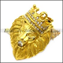 24K gold plating lion pendant with bling rhinestones p007560